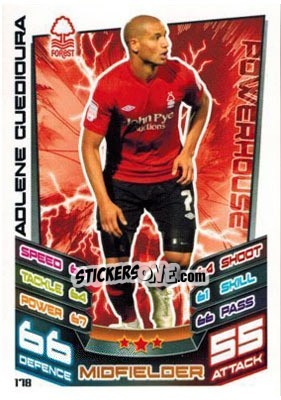 Sticker Adlene Guedioura - NPower Championship 2012-2013. Match Attax n. 178 - Topps