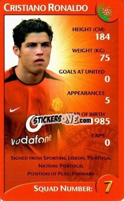Sticker Cristiano Ronaldo - Manchester United 2003-2004
 n. 7 - Top Trumps