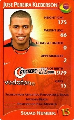 Figurina Jose Pereira Kleberson - Manchester United 2003-2004
 n. 14 - Top Trumps