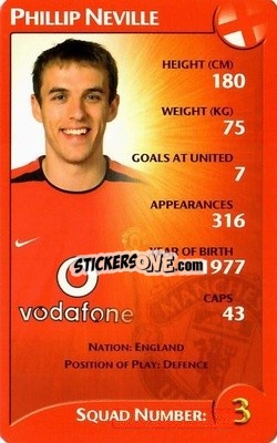 Sticker Phil Neville - Manchester United 2003-2004
 n. 4 - Top Trumps