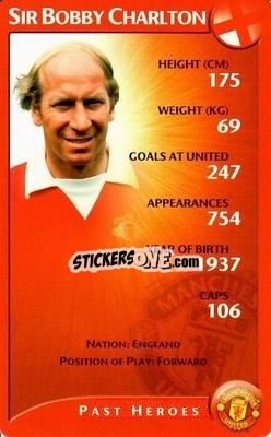 Sticker Sir Bobby Charlton - Manchester United 2003-2004
 - Top Trumps