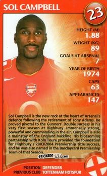 Cromo Sol Campbell - Arsenal Untouchables 2004-2005
 n. 21 - Top Trumps