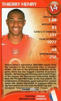 Figurina Thierry Henry - Arsenal Untouchables 2004-2005
 n. 13 - Top Trumps