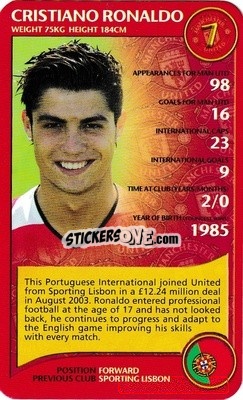 Sticker Cristiano Ronaldo - Manchester United 2005-2006
 n. 6 - Top Trumps