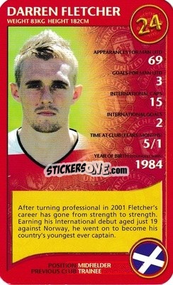 Sticker Darren Fletcher - Manchester United 2005-2006
 n. 16 - Top Trumps