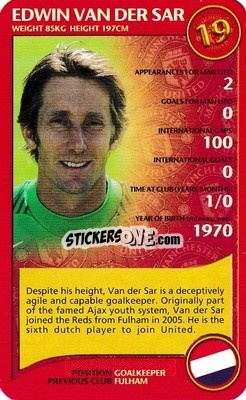 Sticker Edwin van der Sar - Manchester United 2005-2006
 n. 26 - Top Trumps