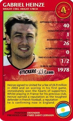 Sticker Gabriel Heinze - Manchester United 2005-2006
 - Top Trumps