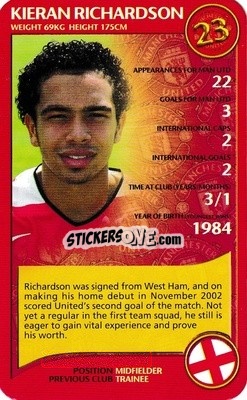 Sticker Kieran Richardson - Manchester United 2005-2006
 n. 15 - Top Trumps