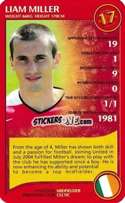 Sticker Liam Miller - Manchester United 2005-2006
 n. 12 - Top Trumps