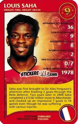 Sticker Louis Saha - Manchester United 2005-2006
 n. 7 - Top Trumps