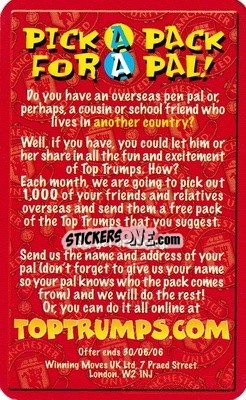 Sticker Pick a pack for a pal - Manchester United 2005-2006
 n. 32 - Top Trumps