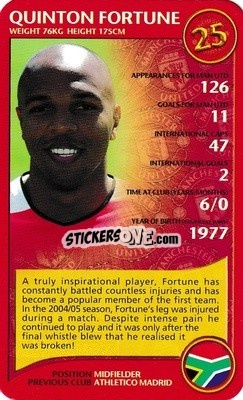 Sticker Quinton Fortune - Manchester United 2005-2006
 - Top Trumps