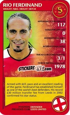 Sticker Rio Ferdinand - Manchester United 2005-2006
 n. 4 - Top Trumps
