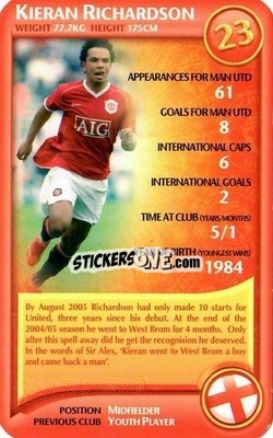 Sticker Kieran Richardson - Manchester United 2006-2007
 n. 19 - Top Trumps