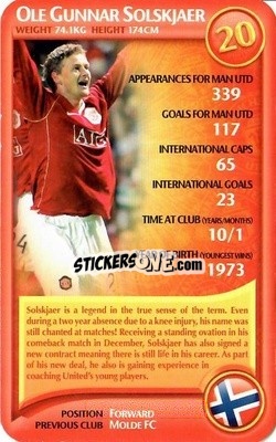 Sticker Ole Gunnar Solskjaer - Manchester United 2006-2007
 - Top Trumps