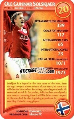 Sticker Ole Gunnar Solskjaer - Manchester United 2006-2007
 n. 17 - Top Trumps