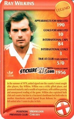 Sticker Ray Wilkins - Manchester United 2006-2007
 n. 27 - Top Trumps