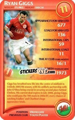 Sticker Ryan Giggs - Manchester United 2006-2007
 n. 11 - Top Trumps