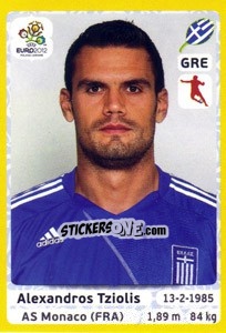 Sticker Alexandros Tziolis - UEFA Euro Poland-Ukraine 2012. Platinum edition n. 93 - Panini
