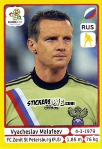 Sticker Vyacheslav Malafeev - UEFA Euro Poland-Ukraine 2012. Platinum edition n. 114 - Panini
