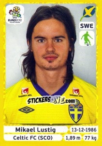 Sticker Mikael Lustig - UEFA Euro Poland-Ukraine 2012. Platinum edition - Panini