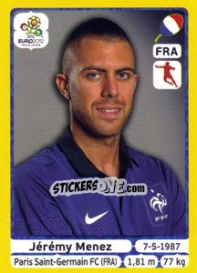 Sticker Jérémy Menez - UEFA Euro Poland-Ukraine 2012. Platinum edition n. 475 - Panini