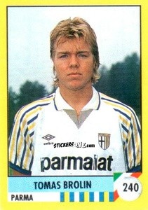 Sticker Tomas Brolin - Il Grande Calcio 1992
 n. 240 - Vallardi