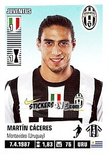 Sticker Martín Cáceres - Calciatori 2012-2013 n. 210 - Panini