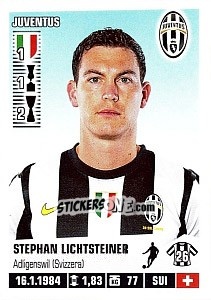 Sticker Stephan Lichtsteiner - Calciatori 2012-2013 n. 211 - Panini