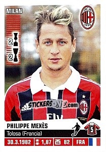 Figurina Philippe Mexès - Calciatori 2012-2013 - Panini