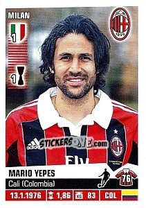 Sticker Mario Yepes - Calciatori 2012-2013 n. 256 - Panini