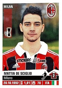 Sticker Mattia De Sciglio - Calciatori 2012-2013 n. 259 - Panini