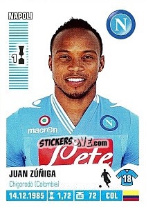 Sticker Juan Zúñiga - Calciatori 2012-2013 n. 286 - Panini
