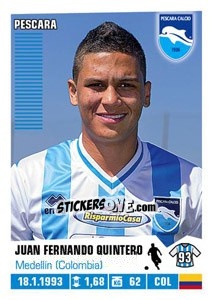 Sticker Juan Fernando Quintero - Calciatori 2012-2013 n. 362 - Panini