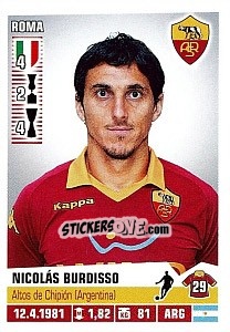Figurina Nicolás Burdisso - Calciatori 2012-2013 - Panini