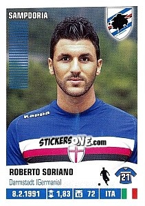 Sticker Roberto Soriano - Calciatori 2012-2013 n. 405 - Panini