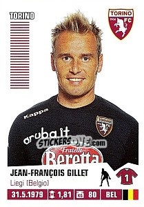 Sticker Jean-François Gillet - Calciatori 2012-2013 - Panini