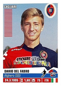 Cromo Dario Del Fabro (Cagliari) - Calciatori 2012-2013 - Panini