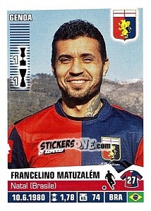 Cromo Francelino Matuzalém (Genoa) - Calciatori 2012-2013 - Panini