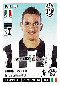 Sticker Simone Padoin (Juventus) - Calciatori 2012-2013 n. A44 - Panini