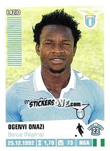 Sticker Ogenyi Onazi (Lazio) - Calciatori 2012-2013 n. A46 - Panini