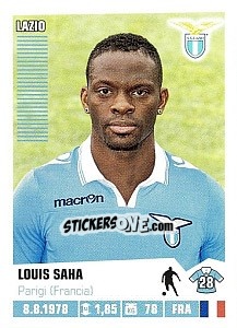 Cromo Louis Saha (Lazio) - Calciatori 2012-2013 - Panini