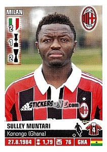 Cromo Sulley Muntari (Milan) - Calciatori 2012-2013 - Panini
