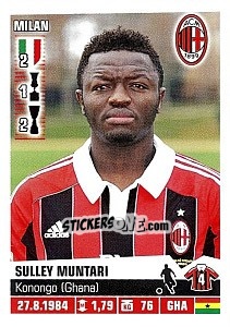 Sticker Sulley Muntari (Milan) - Calciatori 2012-2013 n. A53 - Panini