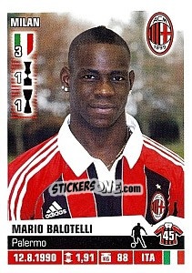 Sticker Mario Balotelli (Milan) - Calciatori 2012-2013 n. A55 - Panini