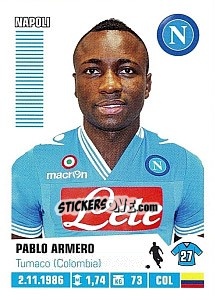 Sticker Pablo Armero (Napoli) - Calciatori 2012-2013 n. A58 - Panini