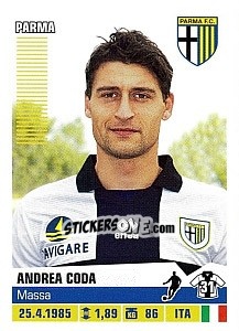 Cromo Andrea Coda (Parma) - Calciatori 2012-2013 - Panini