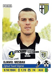 Cromo Djamel Mesbah (Parma) - Calciatori 2012-2013 - Panini