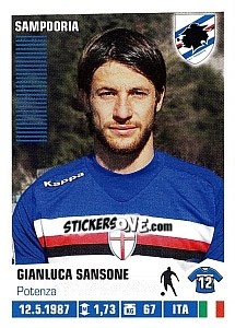 Cromo Gianluca Sansone (Sampdoria) - Calciatori 2012-2013 - Panini