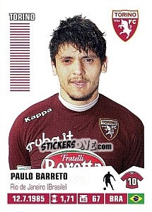 Sticker Paulo Barreto (Torino) - Calciatori 2012-2013 n. A94 - Panini